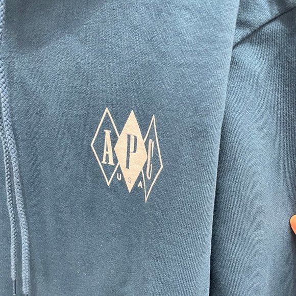 A.P.C. BEAU HOODIE SWEATSHIRT IN TEAL BLUE - Picture 6 of 10